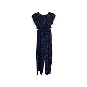 Zara Black White Polka Dots Lightweight Cut Out Sides Open Back Jumpsuit 11-12